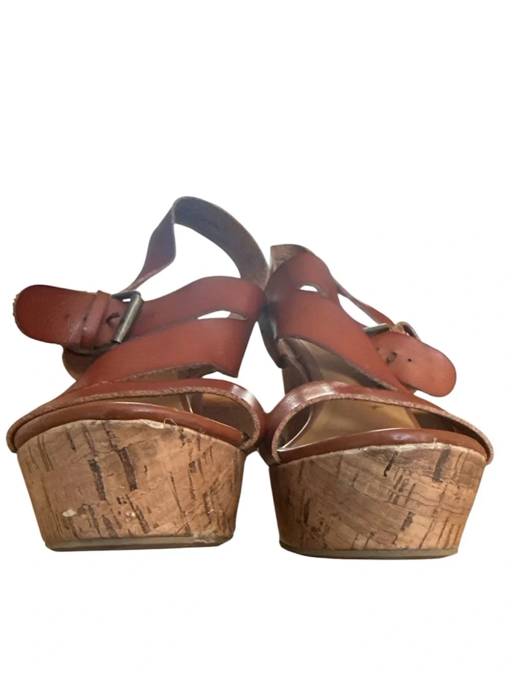American Eagle Outfitters Cognac Cork Wedge Sandals